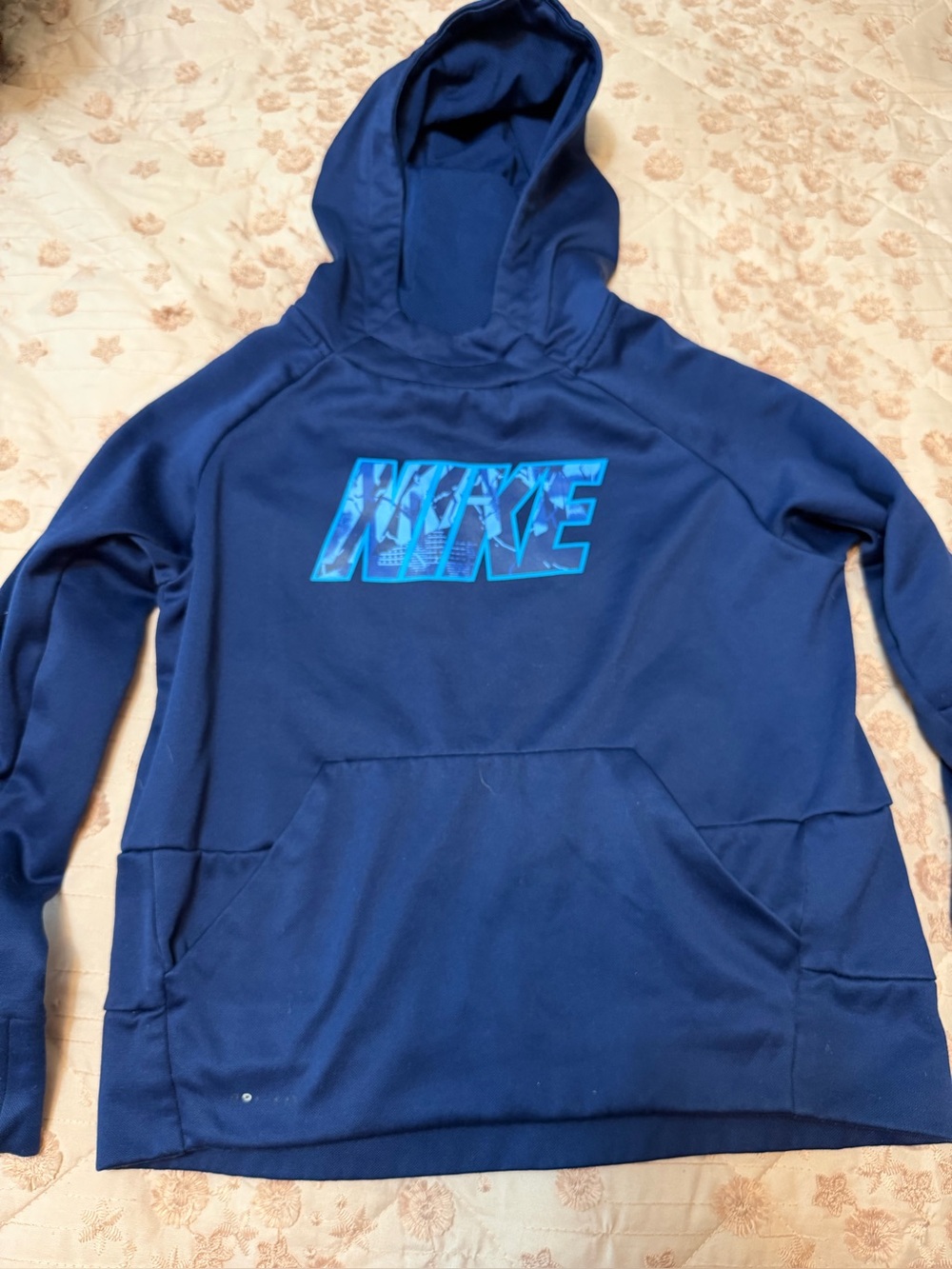 Nike Boys Therma Graphic Pullover Training Hoodie Blue Size S